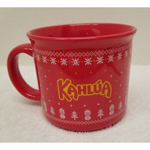 2024 Kahlua Mug Christmas Holiday Red Snowmen Xmas Trees Snowflakes 16 Oz.